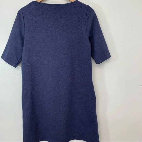 Adrienne Vittadini Shift Dress 6 Blue  Pockets Above Knee Stretch Knit Office - Picture 4 of 9